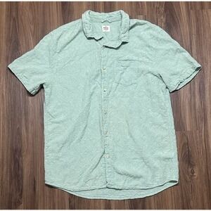 Marine Layer Solid Theo Textured Short Sleeve Shirt Silt Green Men's Sz M